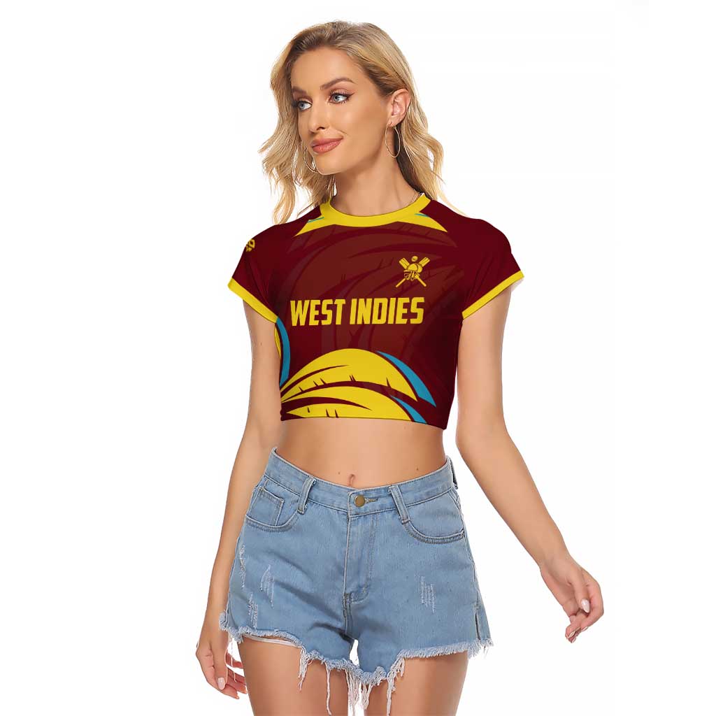 Custom Cricket 2026 West Indies Raglan Cropped T Shirt Windies Go Champions
