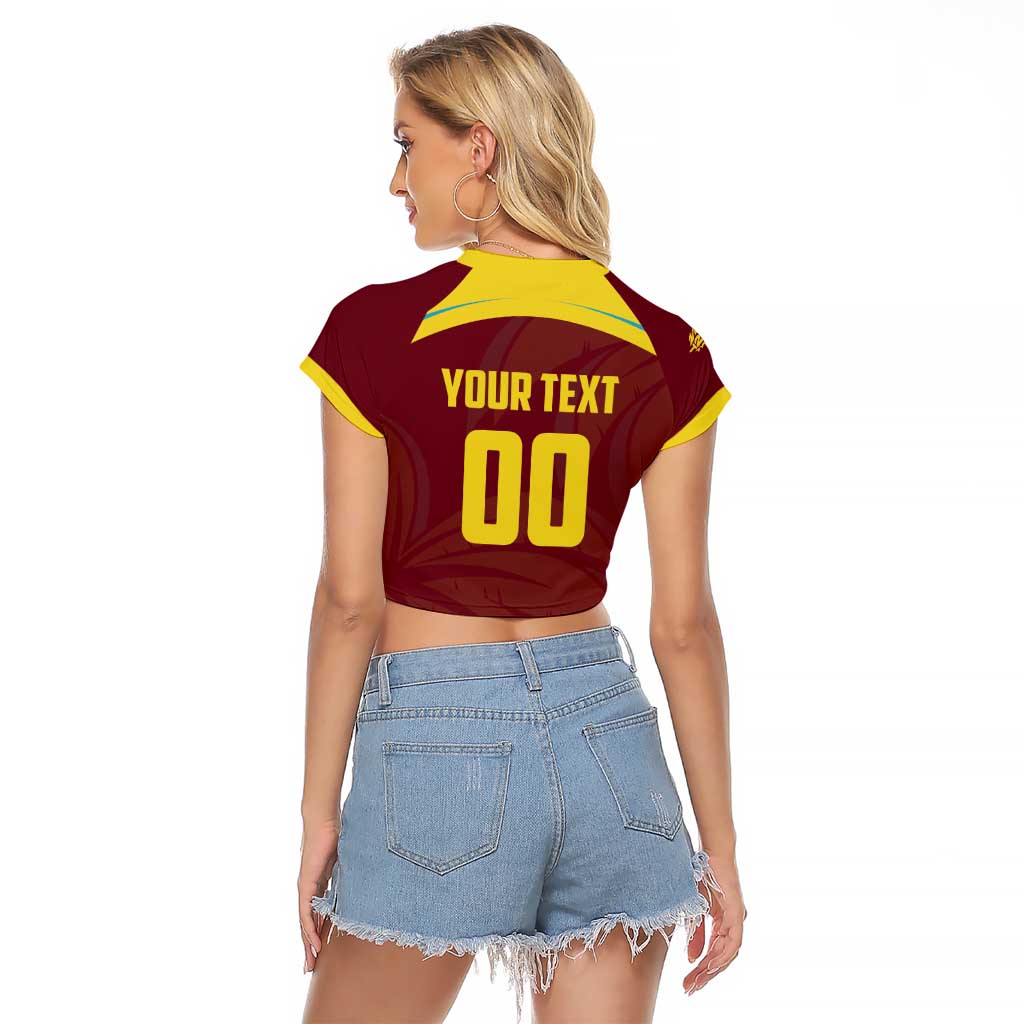 Custom Cricket 2026 West Indies Raglan Cropped T Shirt Windies Go Champions