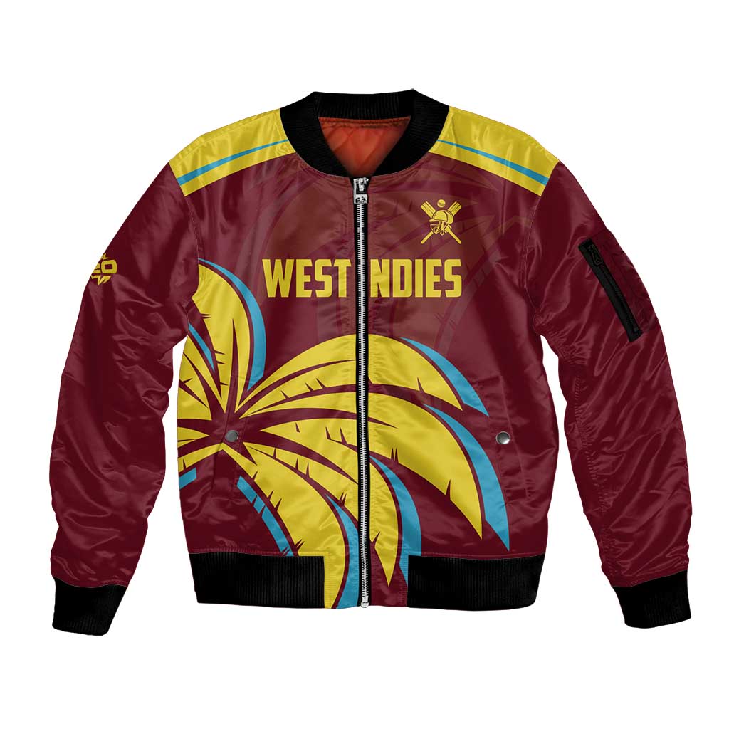 Custom Cricket 2026 West Indies Sleeve Zip Bomber Jacket Windies Go Champions