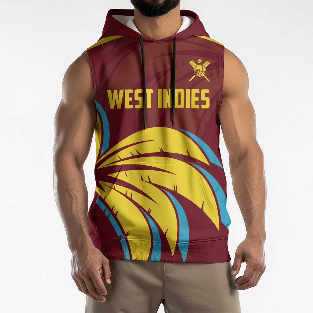 Custom Cricket 2026 West Indies Sleeveless Hoodie Windies Go Champions