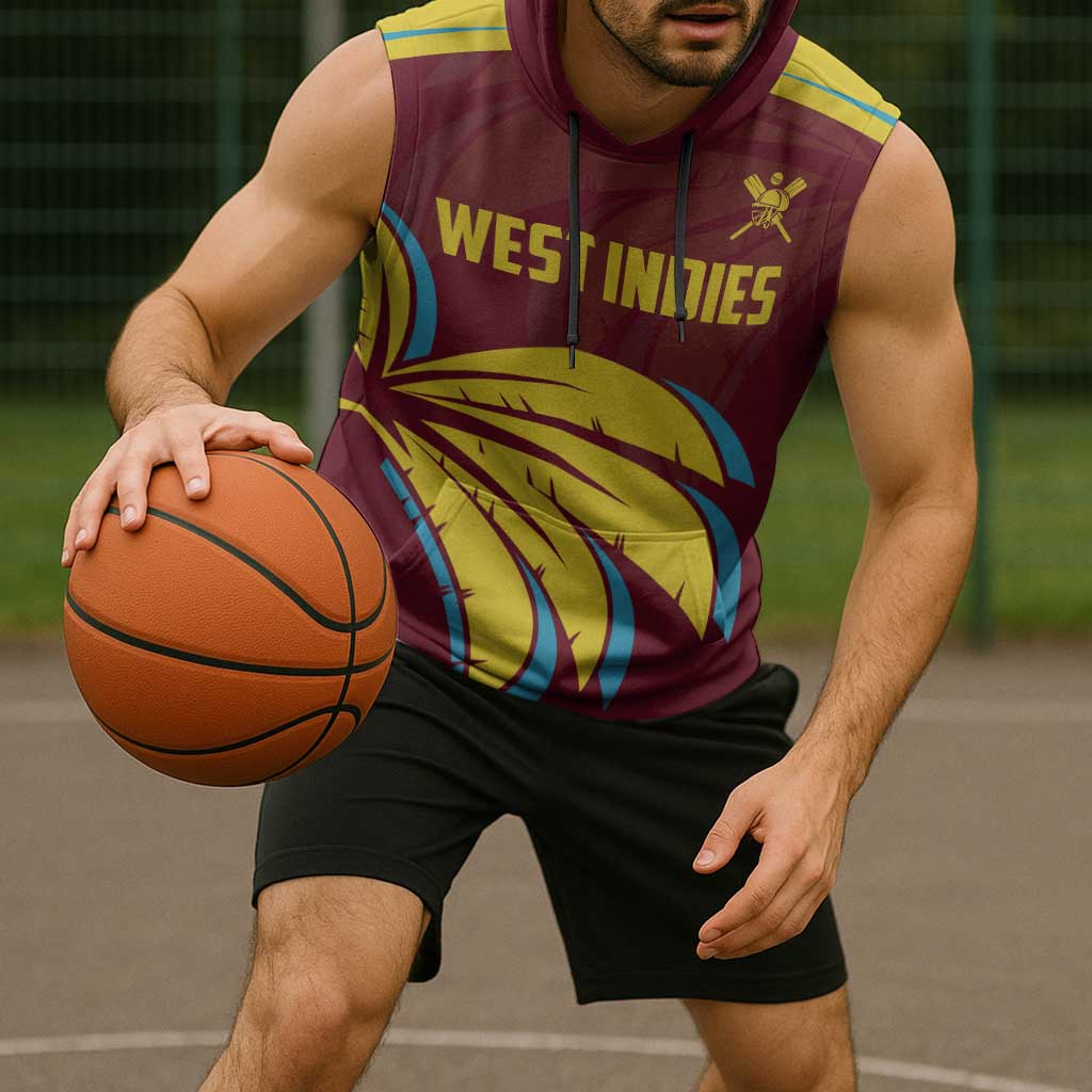 Custom Cricket 2026 West Indies Sleeveless Hoodie Windies Go Champions
