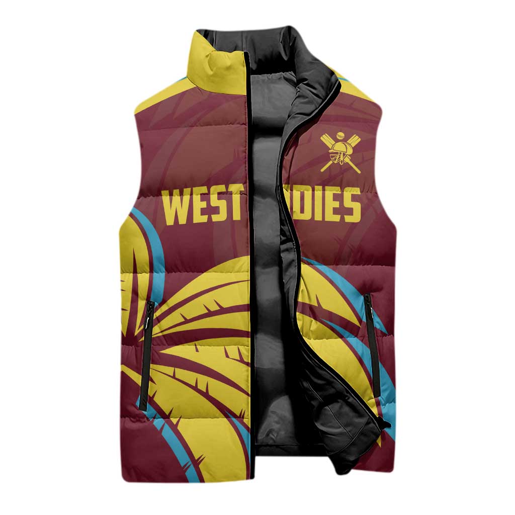 Custom Cricket 2026 West Indies Sleeveless Puffer Jacket Windies Go Champions