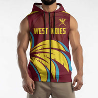 Custom Cricket 2026 West Indies Sleeveless Zip Hoodie Windies Go Champions