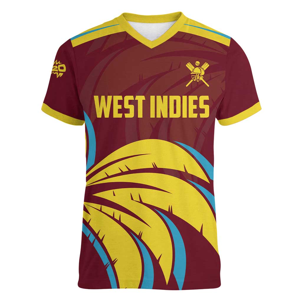 Custom Cricket 2026 West Indies Women V-Neck T-Shirt Windies Go Champions
