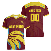 Custom Cricket 2026 West Indies Women V-Neck T-Shirt Windies Go Champions