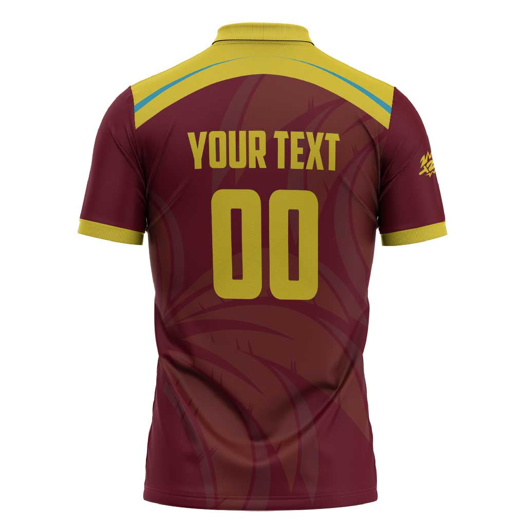 Custom Cricket 2026 West Indies Zipper Polo Shirt Windies Go Champions
