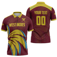 Custom Cricket 2026 West Indies Zipper Polo Shirt Windies Go Champions