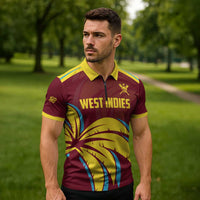 Custom Cricket 2026 West Indies Zipper Polo Shirt Windies Go Champions