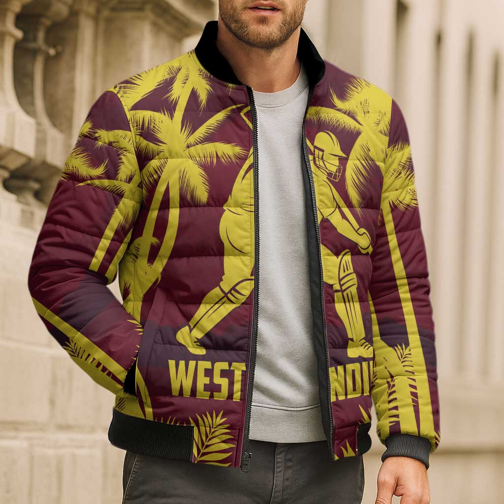 Custom Cricket 2026 West Indies Bomber Puffer Jacket WI Tropical Version