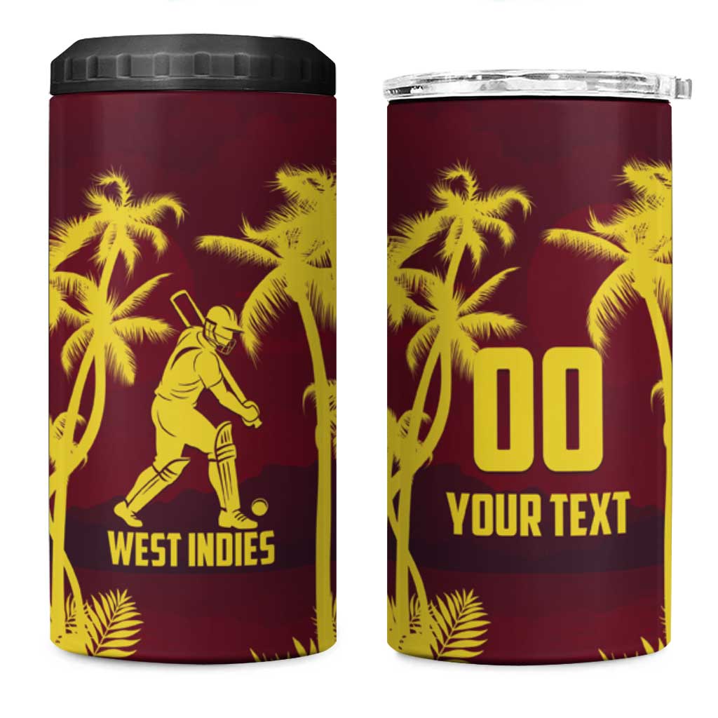 Custom Cricket 2026 West Indies 4 in 1 Can Cooler Tumbler WI Tropical Version