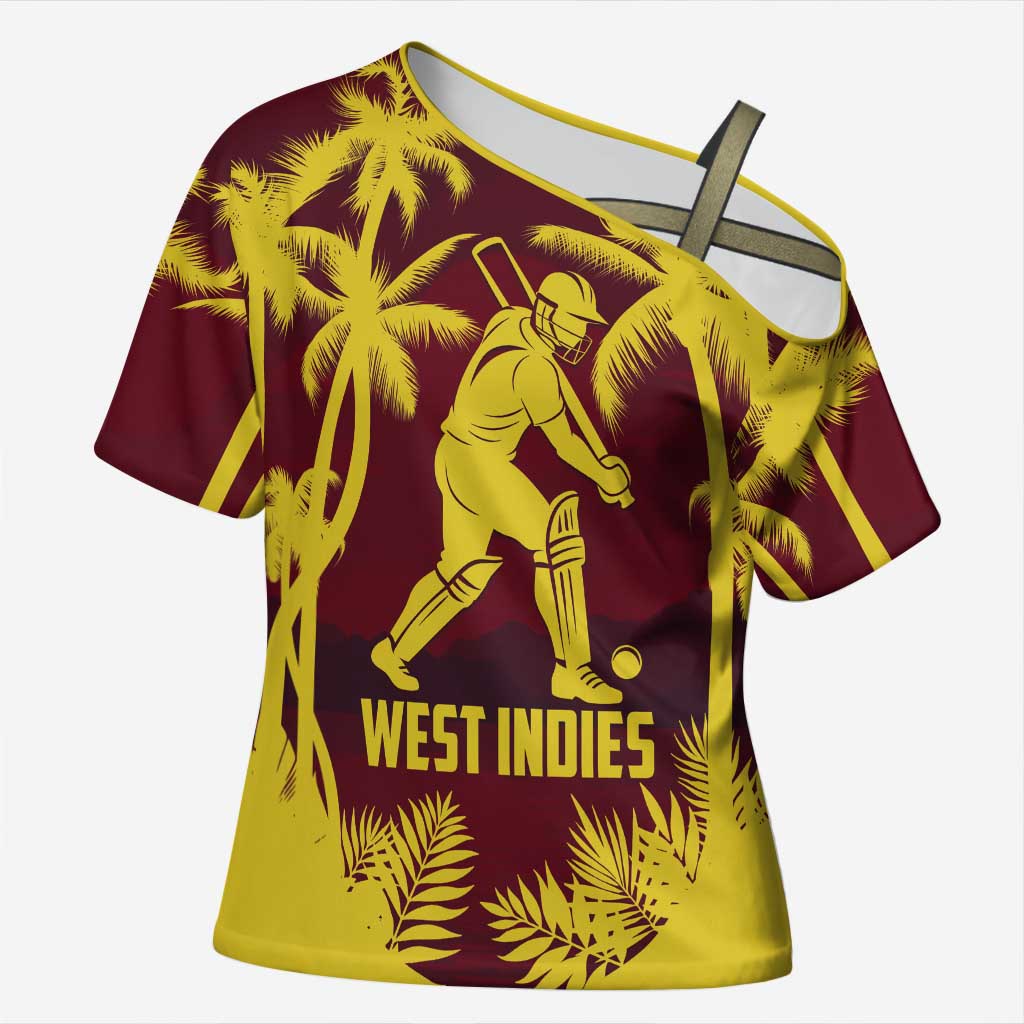 Custom Cricket 2026 West Indies Cross Shoulder Shirt WI Tropical Version