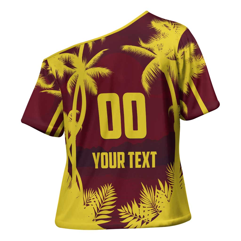 Custom Cricket 2026 West Indies Cross Shoulder Shirt WI Tropical Version