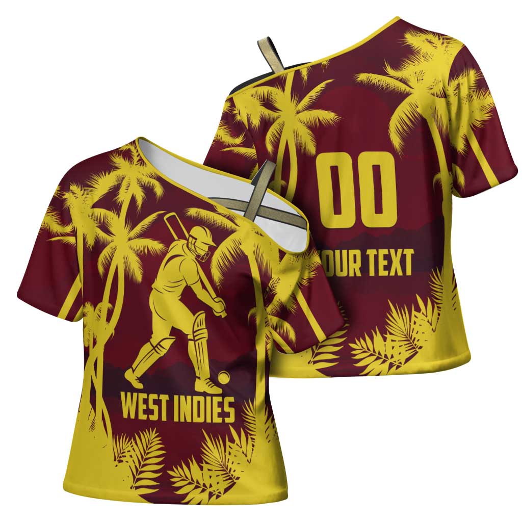 Custom Cricket 2026 West Indies Cross Shoulder Shirt WI Tropical Version