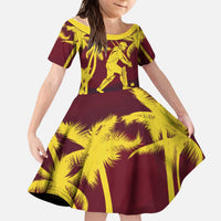 Custom Cricket 2026 West Indies Kid Short Sleeve Dress WI Tropical Version