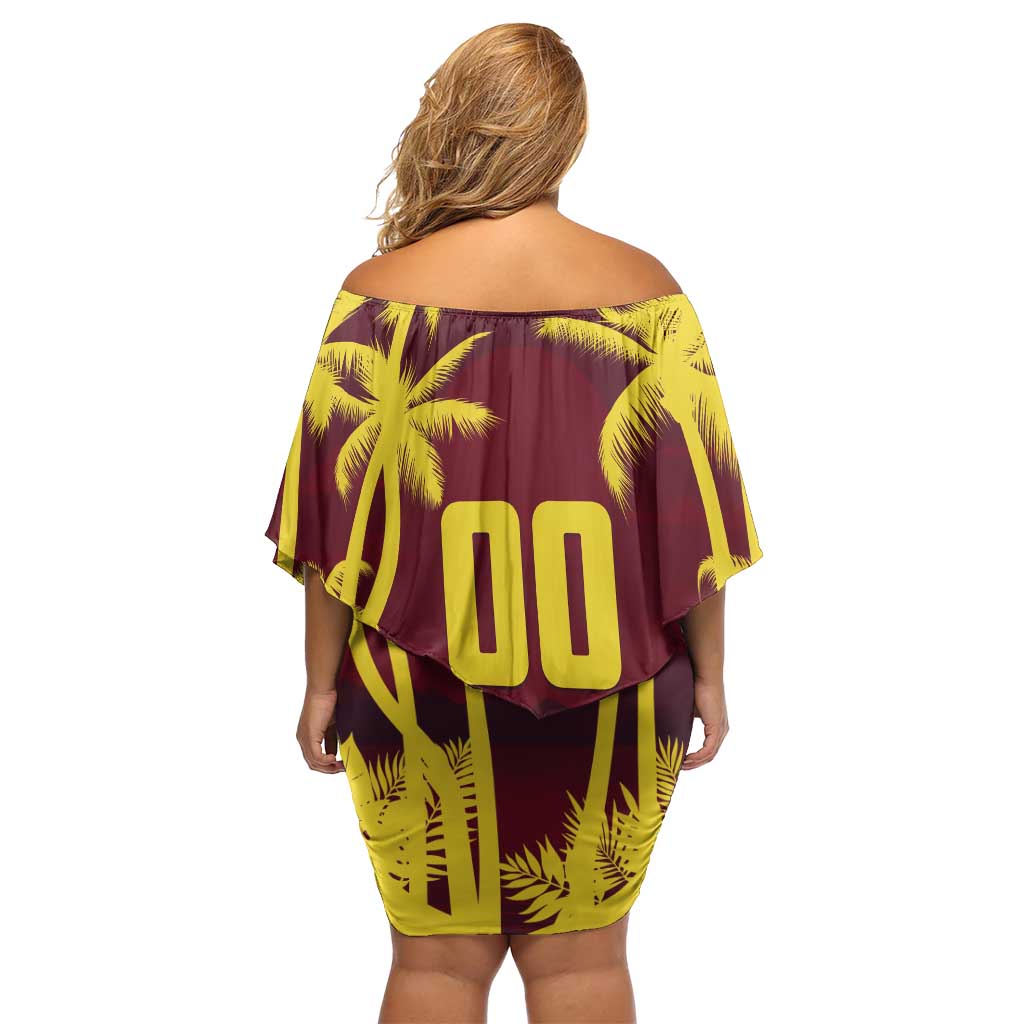 Custom Cricket 2026 West Indies Off Shoulder Short Dress WI Tropical Version