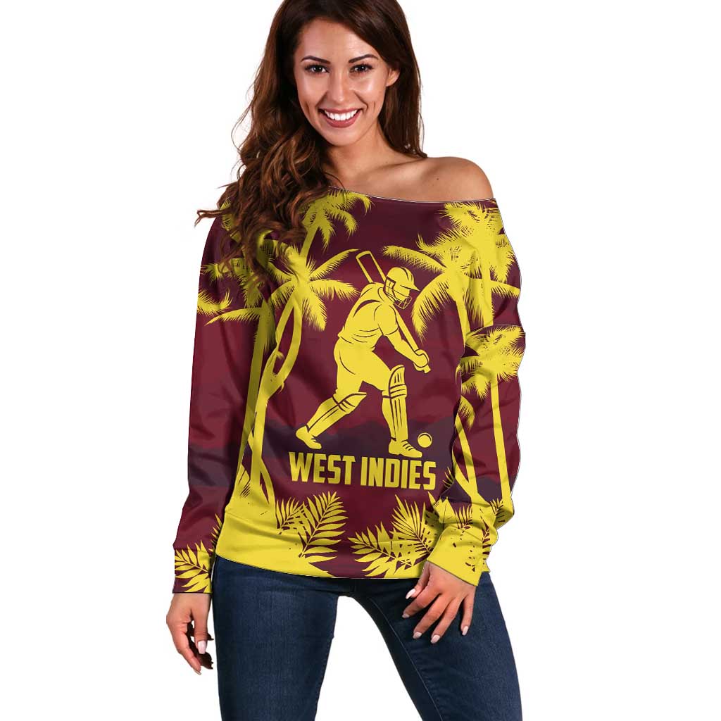 Custom Cricket 2026 West Indies Off Shoulder Sweater WI Tropical Version