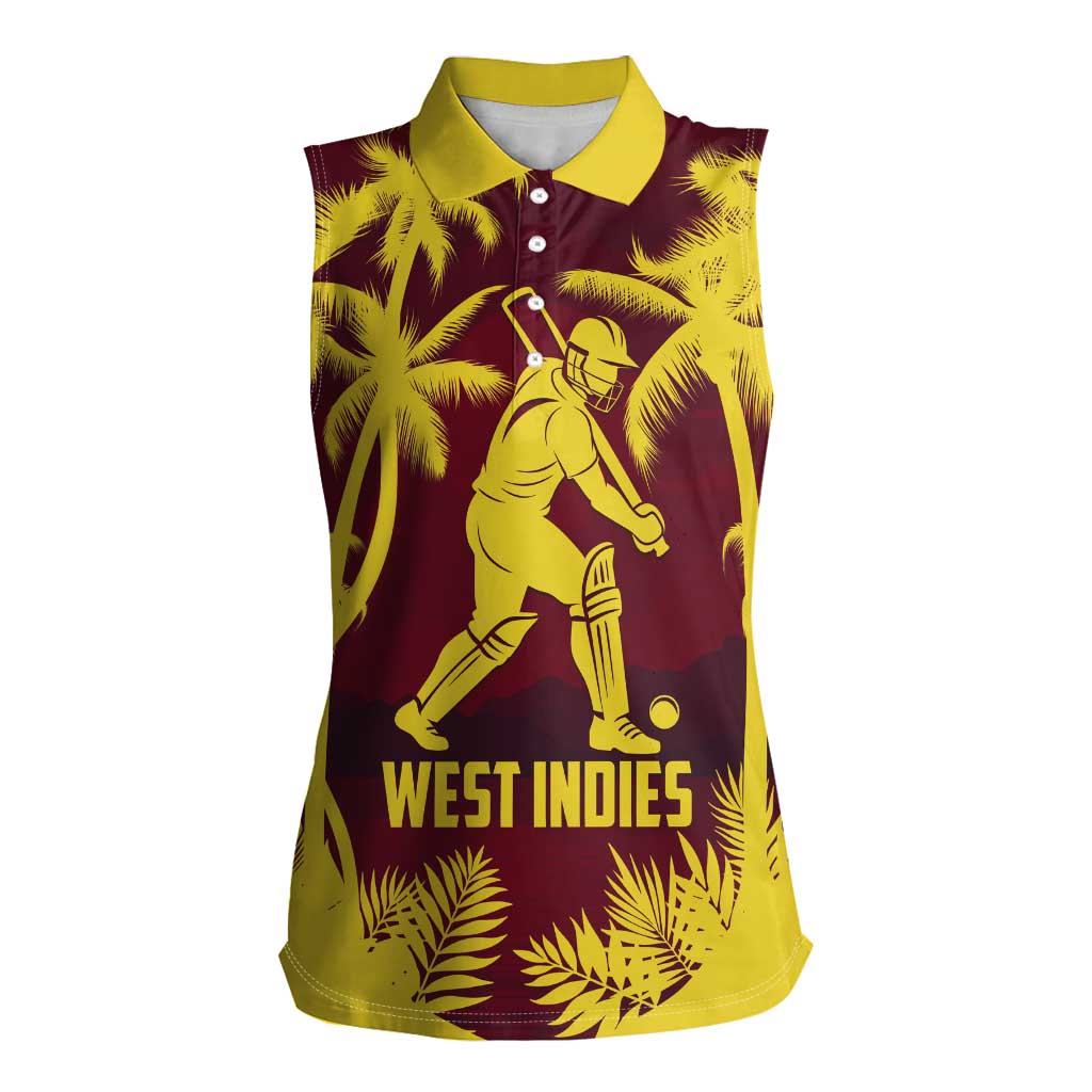 Custom Cricket 2026 West Indies Women Sleeveless Polo Shirt WI Tropical Version