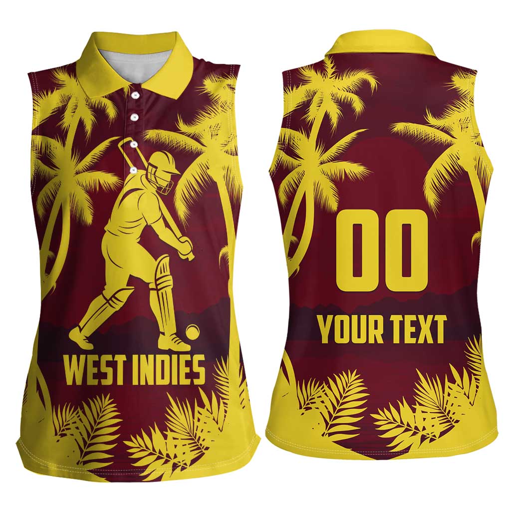 Custom Cricket 2026 West Indies Women Sleeveless Polo Shirt WI Tropical Version