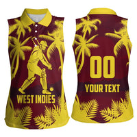 Custom Cricket 2026 West Indies Women Sleeveless Polo Shirt WI Tropical Version