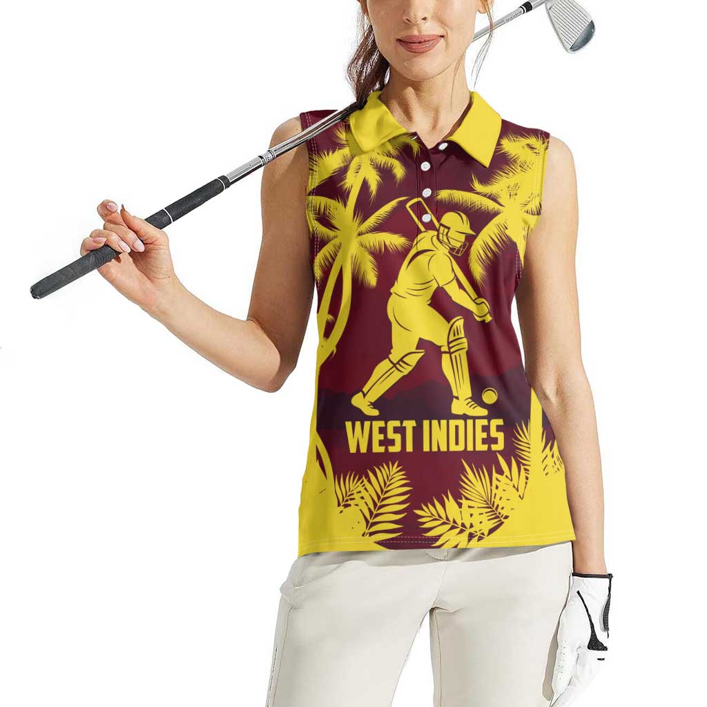 Custom Cricket 2026 West Indies Women Sleeveless Polo Shirt WI Tropical Version