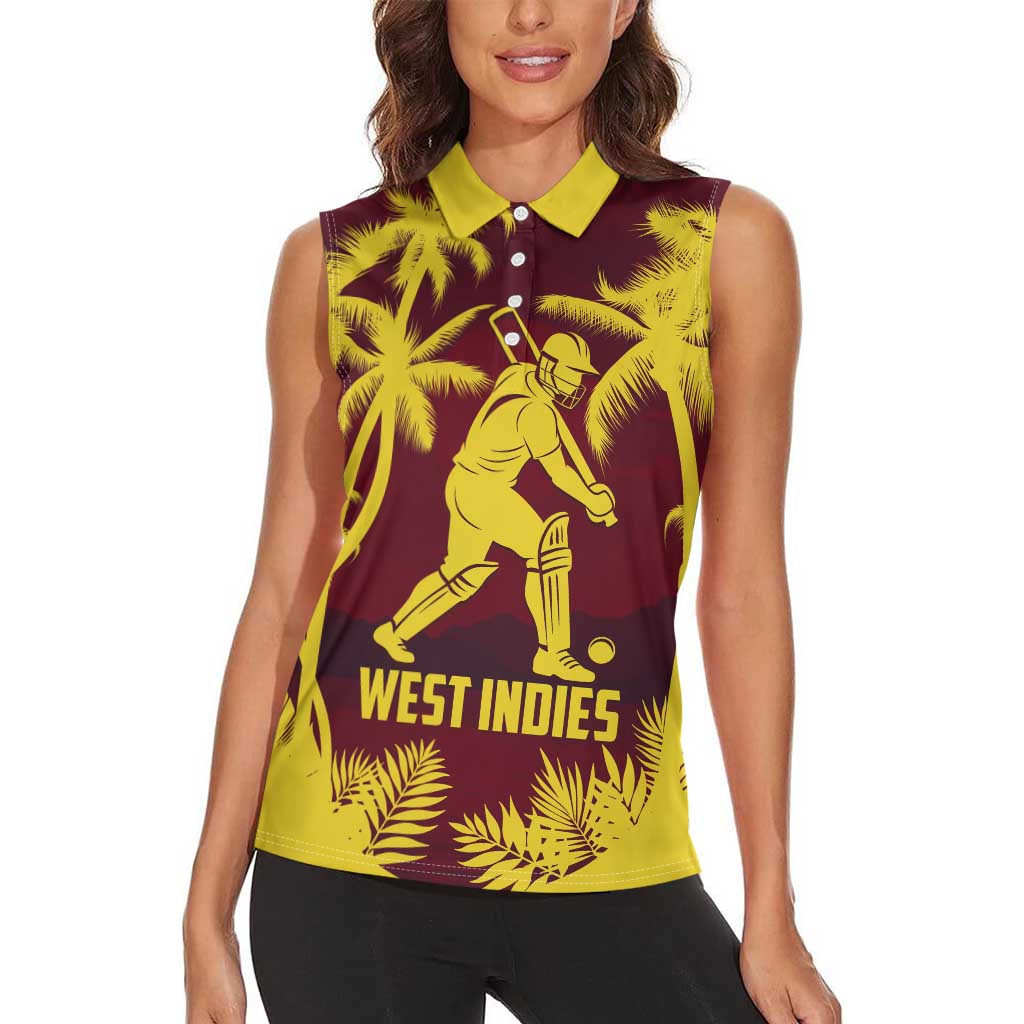 Custom Cricket 2026 West Indies Women Sleeveless Polo Shirt WI Tropical Version