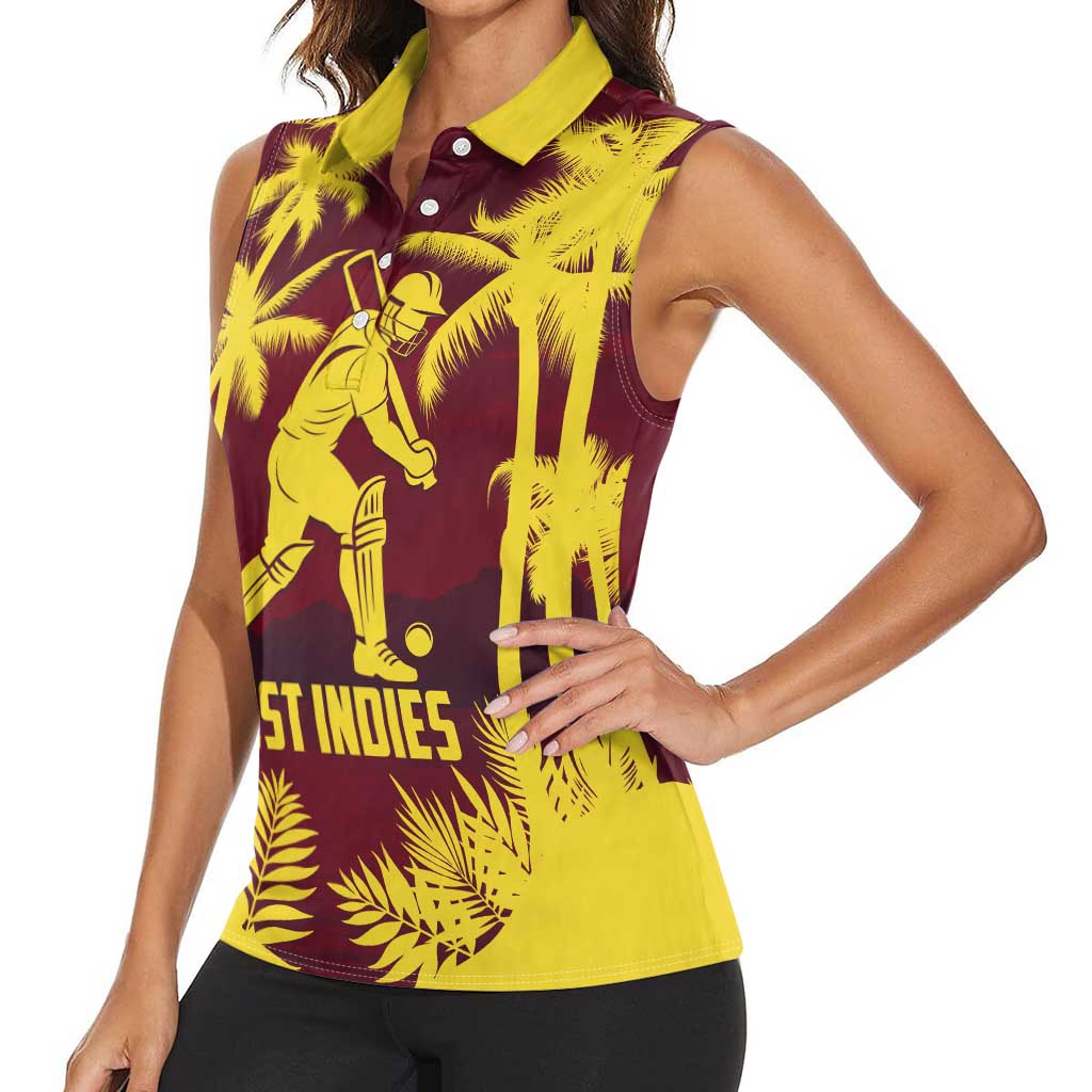 Custom Cricket 2026 West Indies Women Sleeveless Polo Shirt WI Tropical Version
