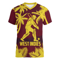 Custom Cricket 2026 West Indies Women V-Neck T-Shirt WI Tropical Version