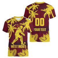 Custom Cricket 2026 West Indies Women V-Neck T-Shirt WI Tropical Version