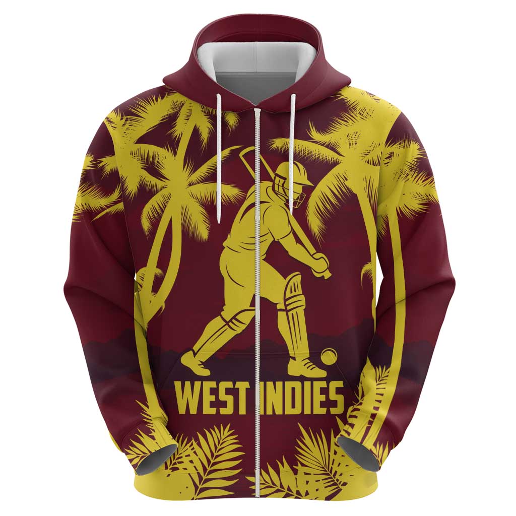 Custom Cricket 2026 West Indies Zip Hoodie WI Tropical Version