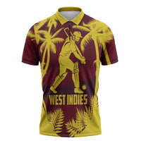 Custom Cricket 2026 West Indies Zipper Polo Shirt WI Tropical Version