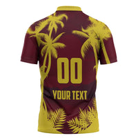 Custom Cricket 2026 West Indies Zipper Polo Shirt WI Tropical Version
