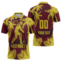Custom Cricket 2026 West Indies Zipper Polo Shirt WI Tropical Version