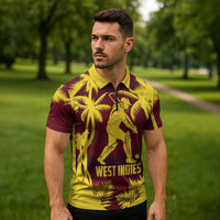 Custom Cricket 2026 West Indies Zipper Polo Shirt WI Tropical Version