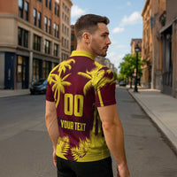 Custom Cricket 2026 West Indies Zipper Polo Shirt WI Tropical Version