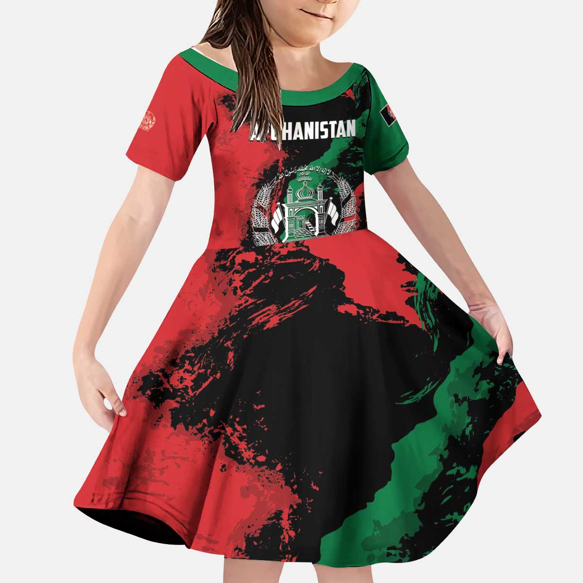 Personalized Afghanistan Kid Short Sleeve Dress Grunge Style