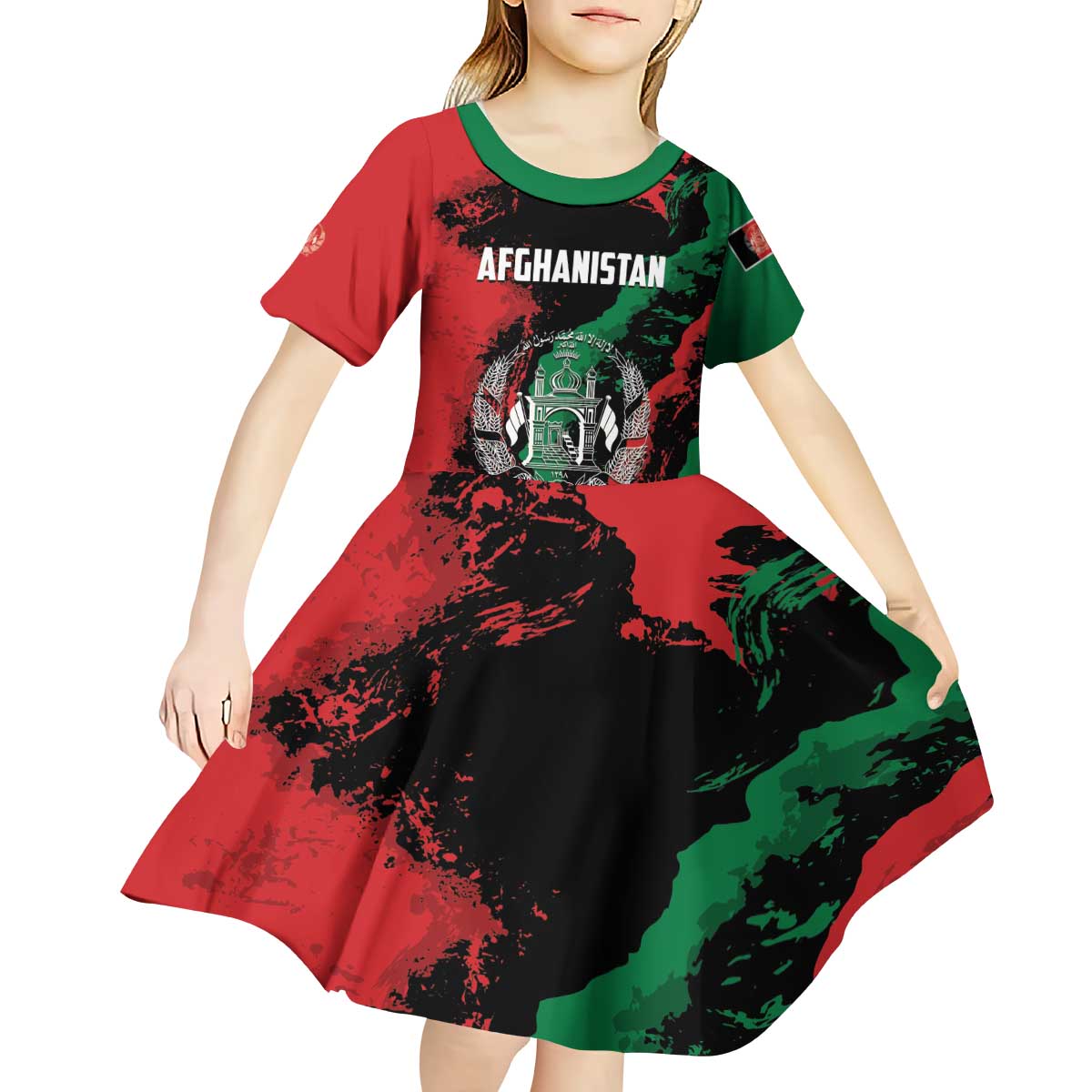 Personalized Afghanistan Kid Short Sleeve Dress Grunge Style