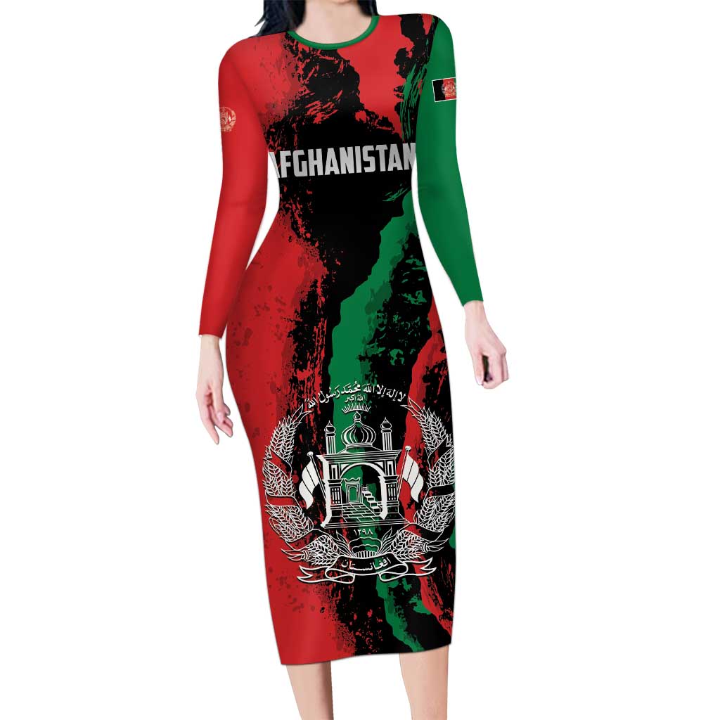 Personalized Afghanistan Long Sleeve Bodycon Dress Grunge Style