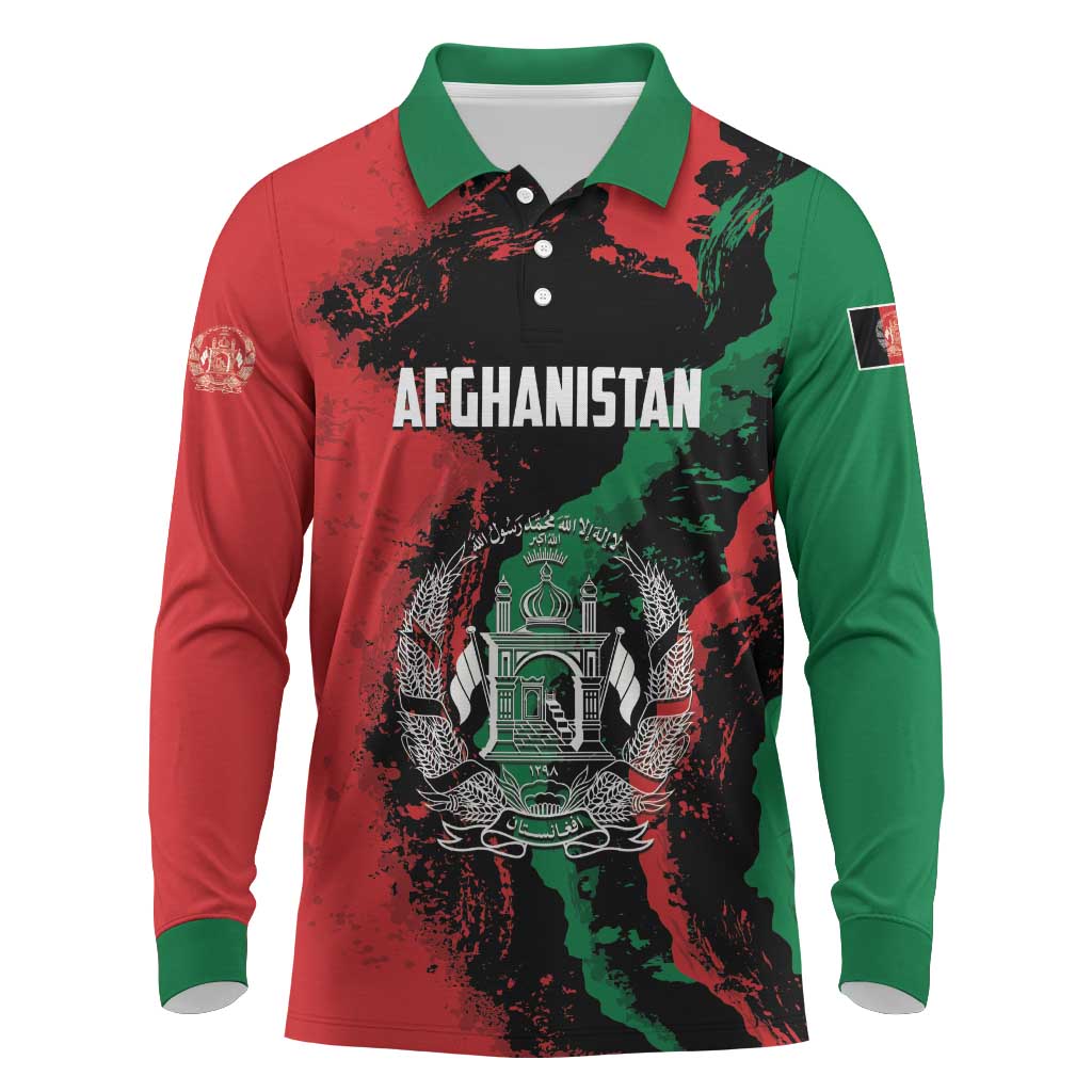Personalized Afghanistan Long Sleeve Polo Shirt Grunge Style