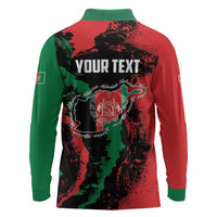 Personalized Afghanistan Long Sleeve Polo Shirt Grunge Style