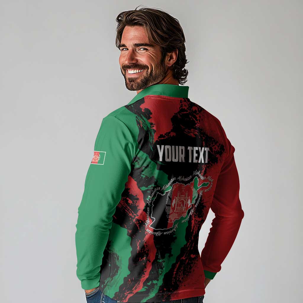 Personalized Afghanistan Long Sleeve Polo Shirt Grunge Style