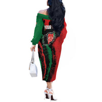 Personalized Afghanistan Off The Shoulder Long Sleeve Dress Grunge Style
