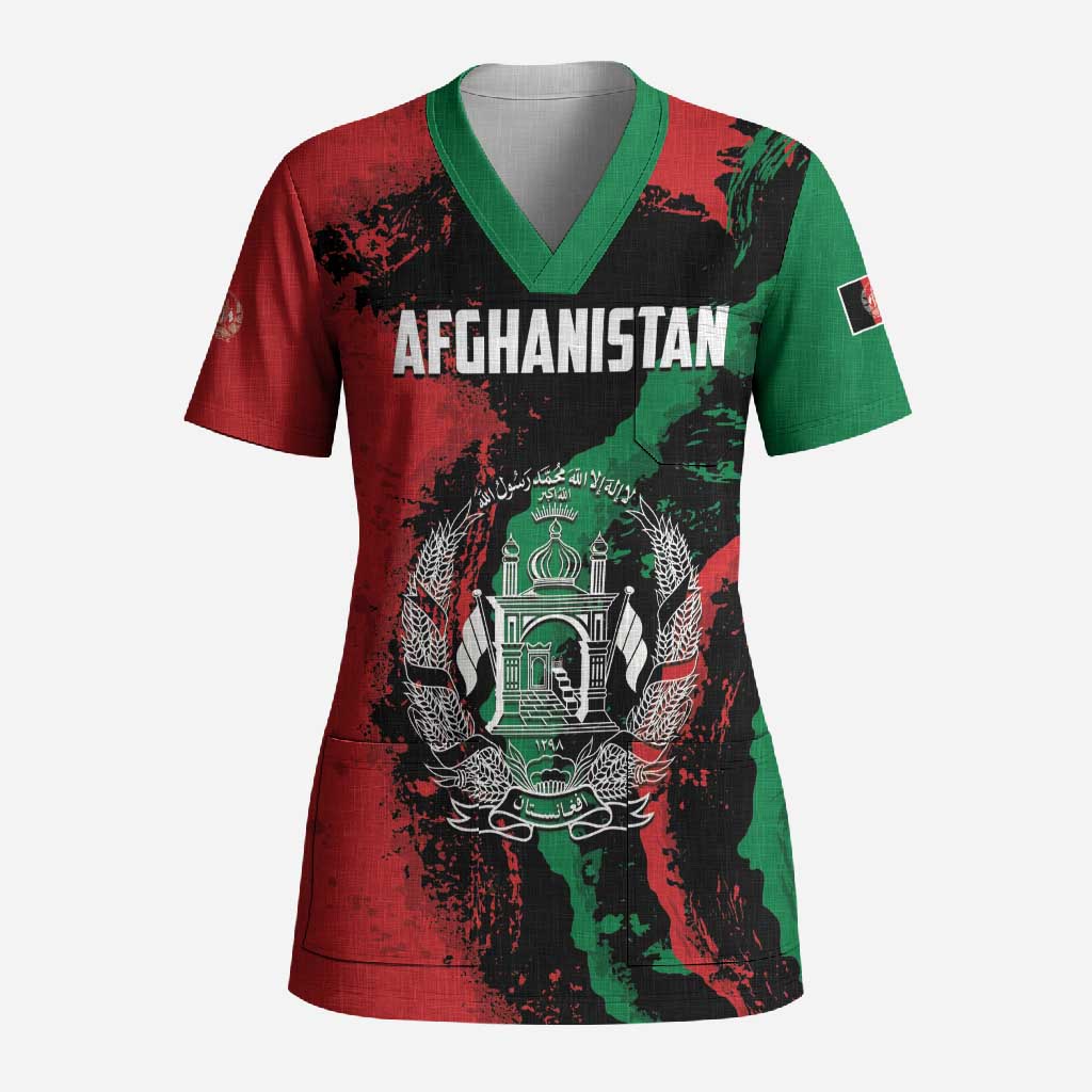 Personalized Afghanistan Scrub Top Grunge Style
