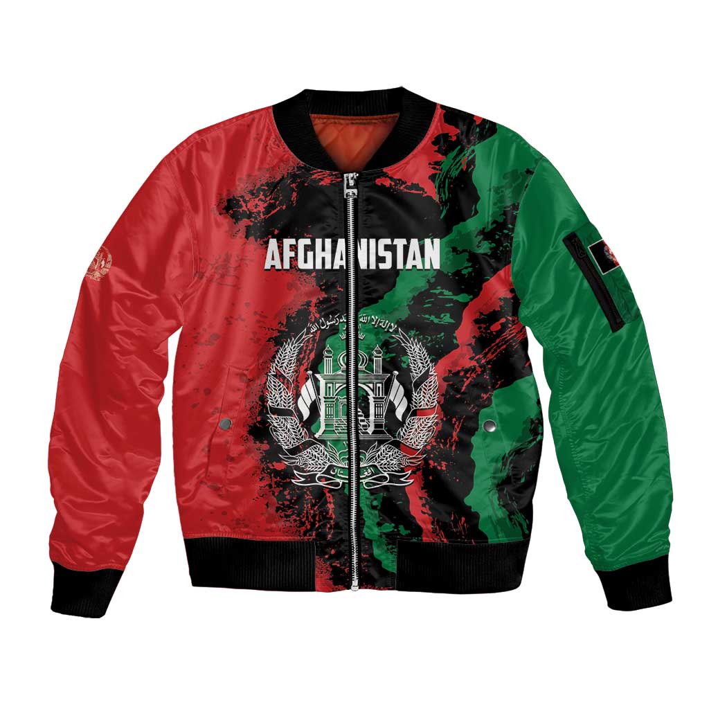Personalized Afghanistan Sleeve Zip Bomber Jacket Grunge Style