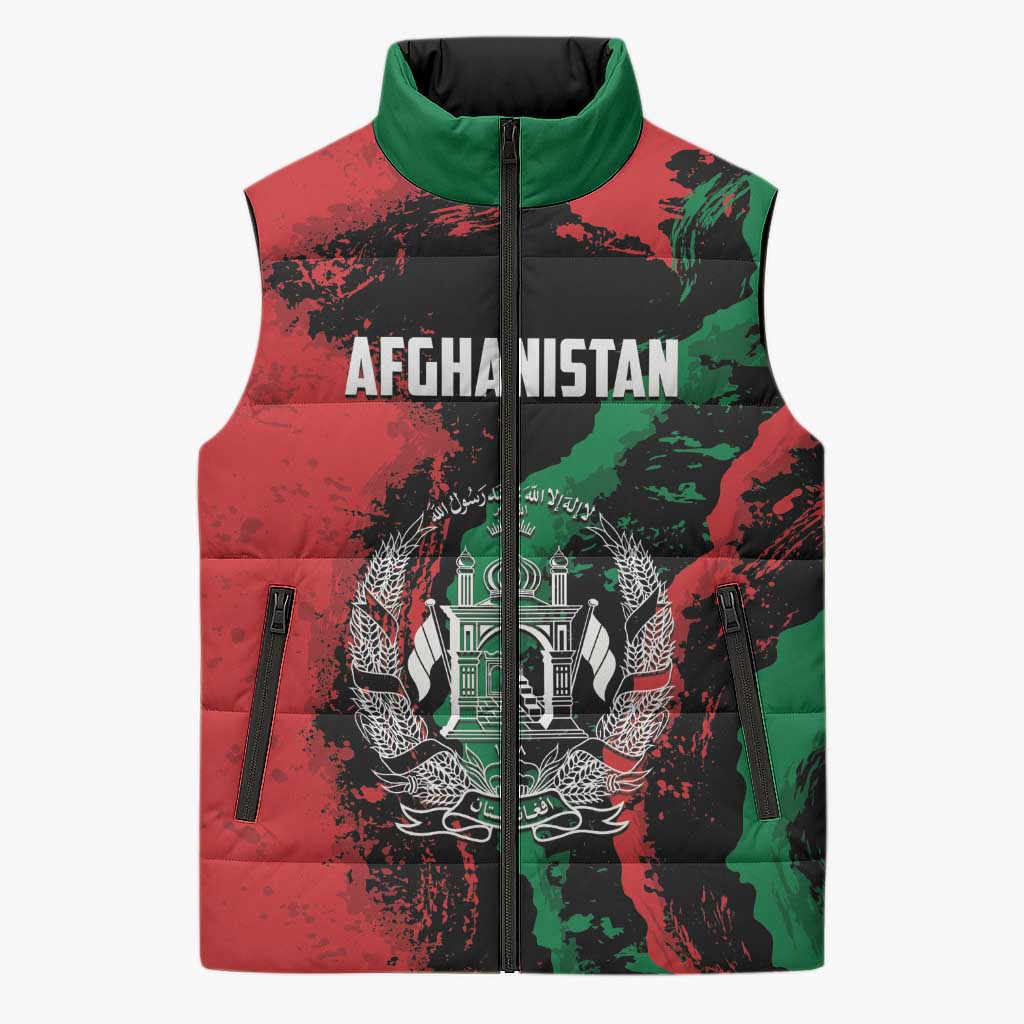 Personalized Afghanistan Sleeveless Puffer Jacket Grunge Style