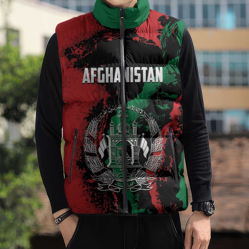 Personalized Afghanistan Sleeveless Puffer Jacket Grunge Style