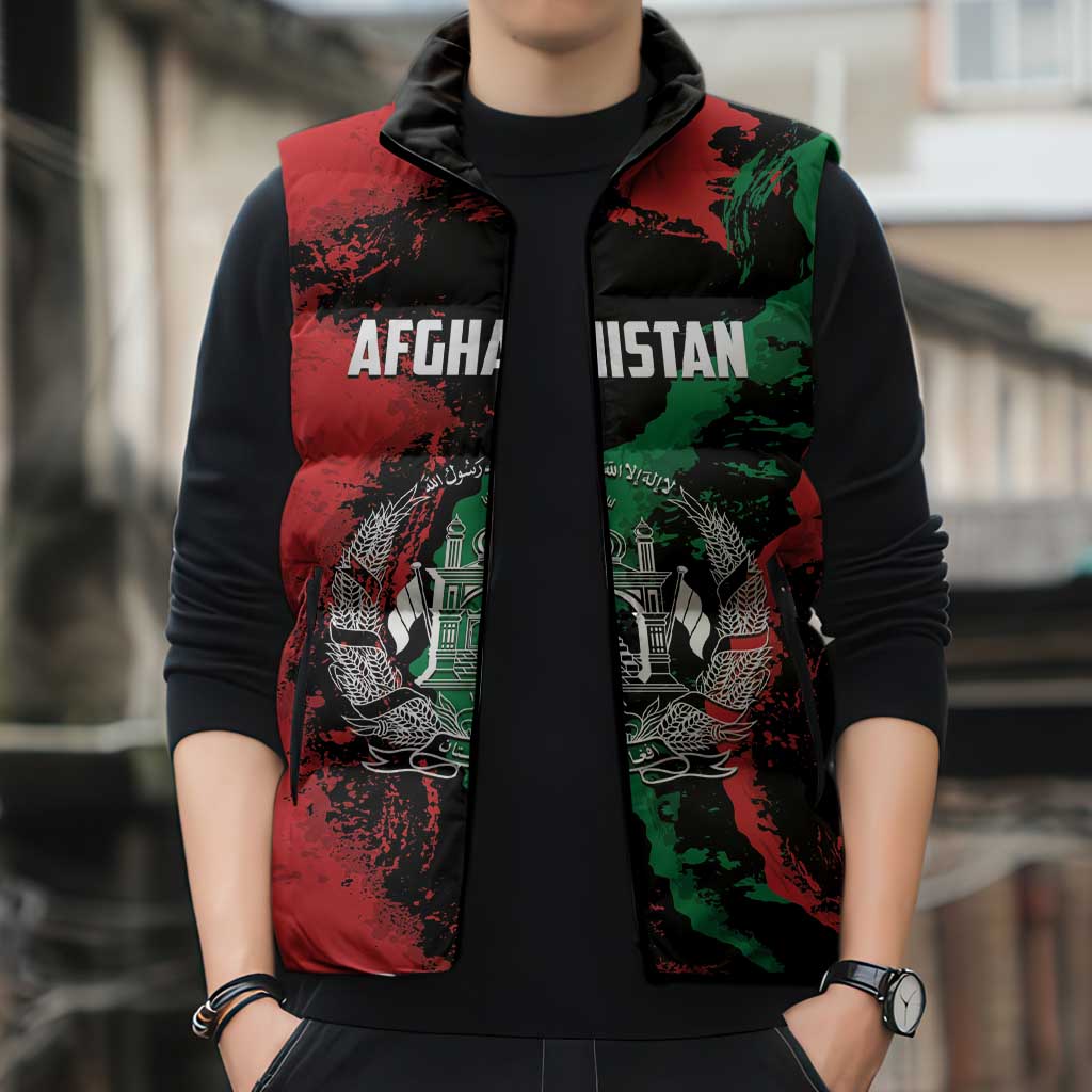 Personalized Afghanistan Sleeveless Puffer Jacket Grunge Style