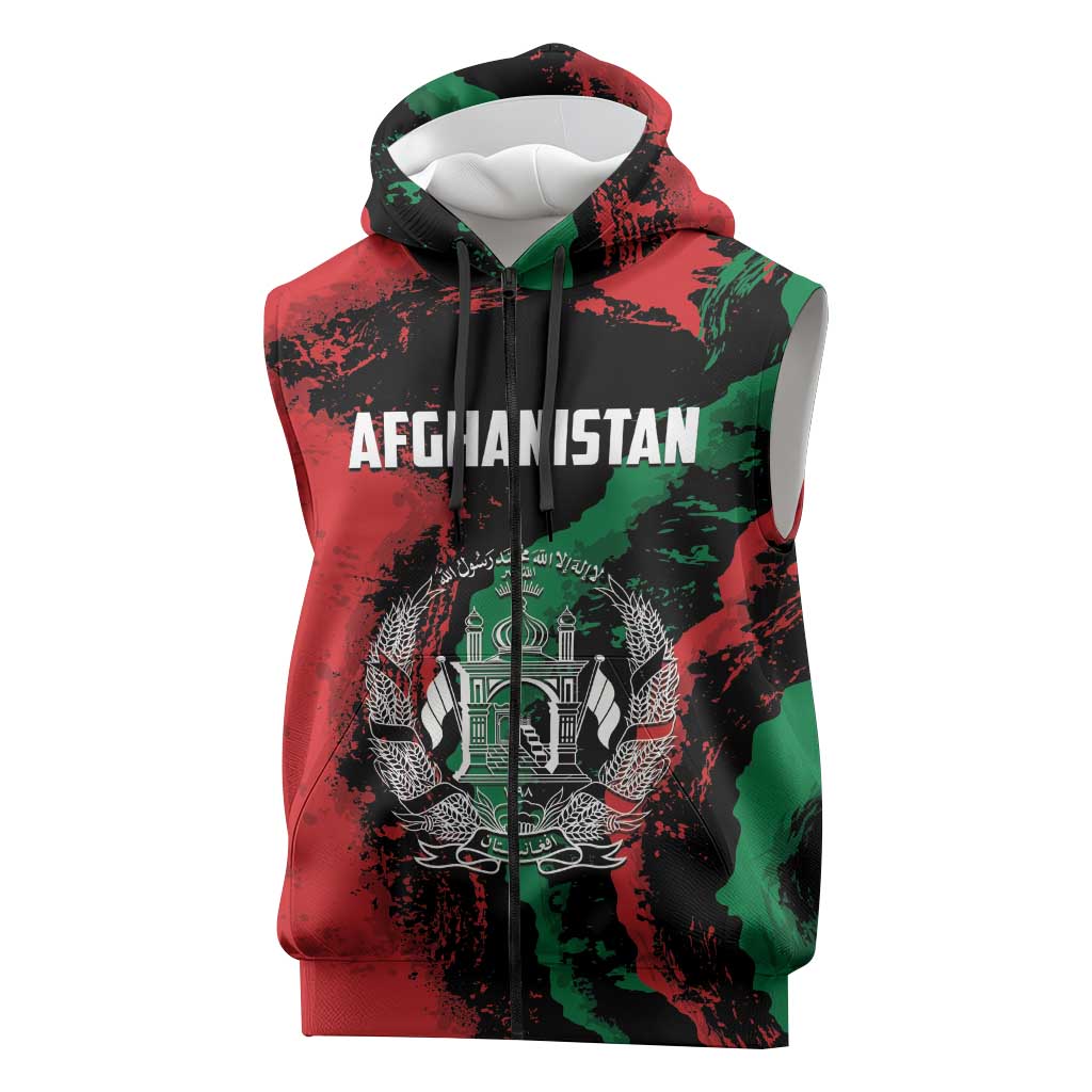 Personalized Afghanistan Sleeveless Zip Hoodie Grunge Style