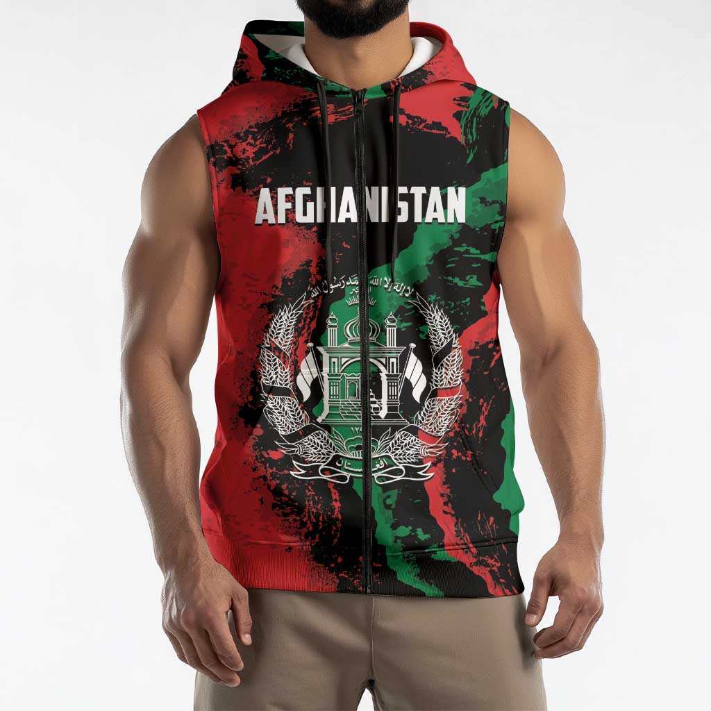 Personalized Afghanistan Sleeveless Zip Hoodie Grunge Style