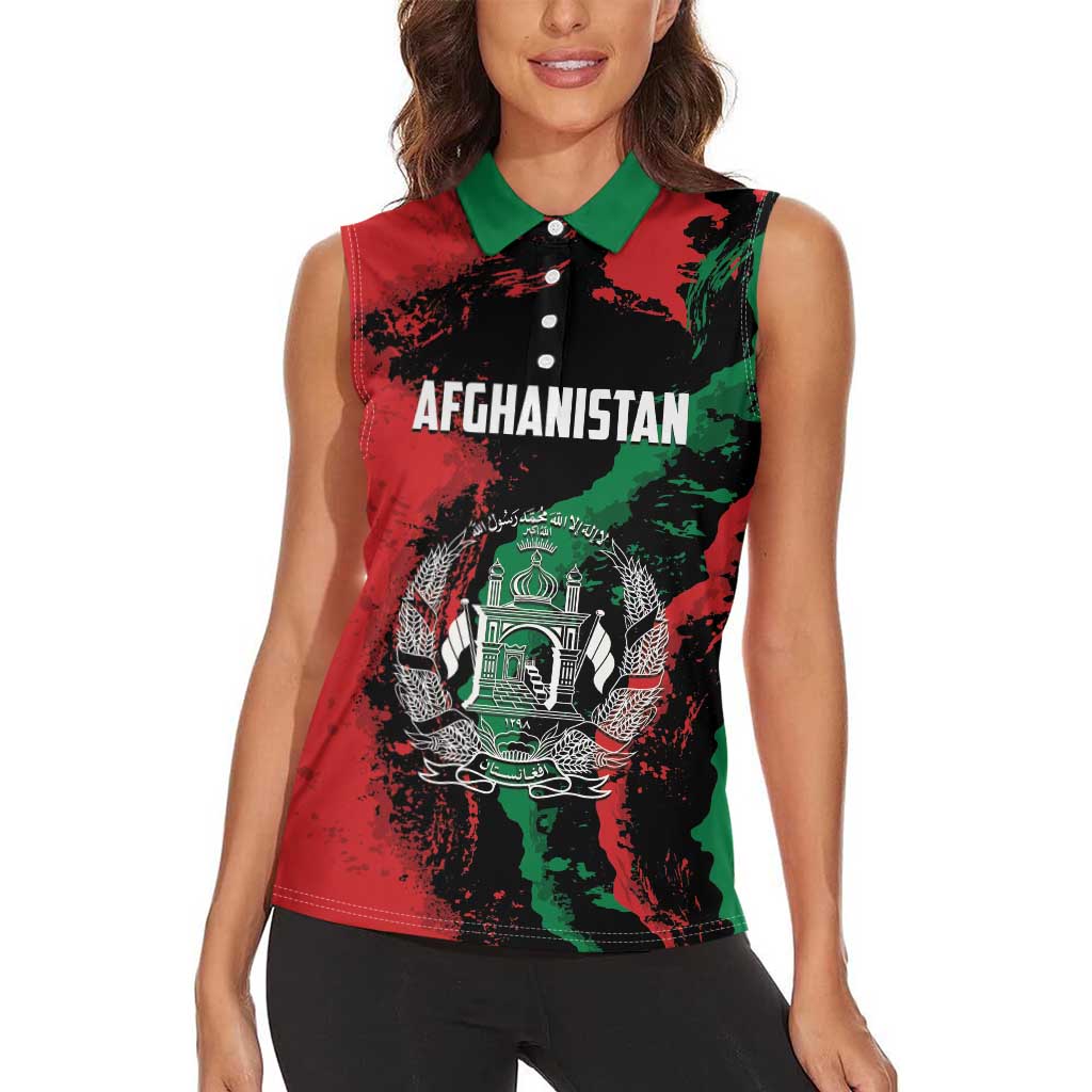 Personalized Afghanistan Women Sleeveless Polo Shirt Grunge Style
