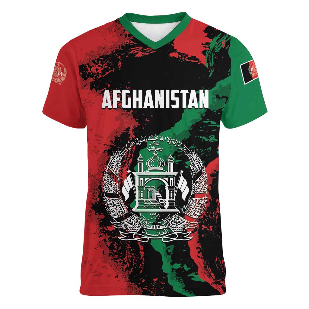 Personalized Afghanistan Women V-Neck T-Shirt Grunge Style